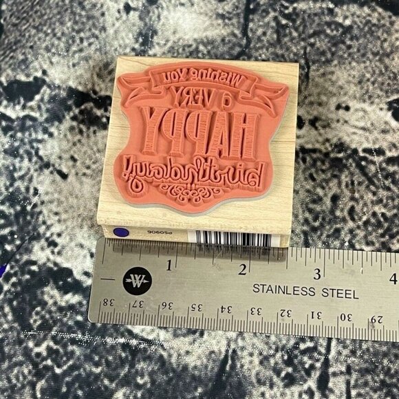 Hampton Art WISHING YOU A VERY HAPPY BIRTHDAY Rubber Stamp - Picture 7 of 7